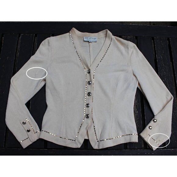 St John Evening - Women's Santana Knit Dinner Jacket w/Cristals, sz 4, Flaws - Picture 9 of 10
